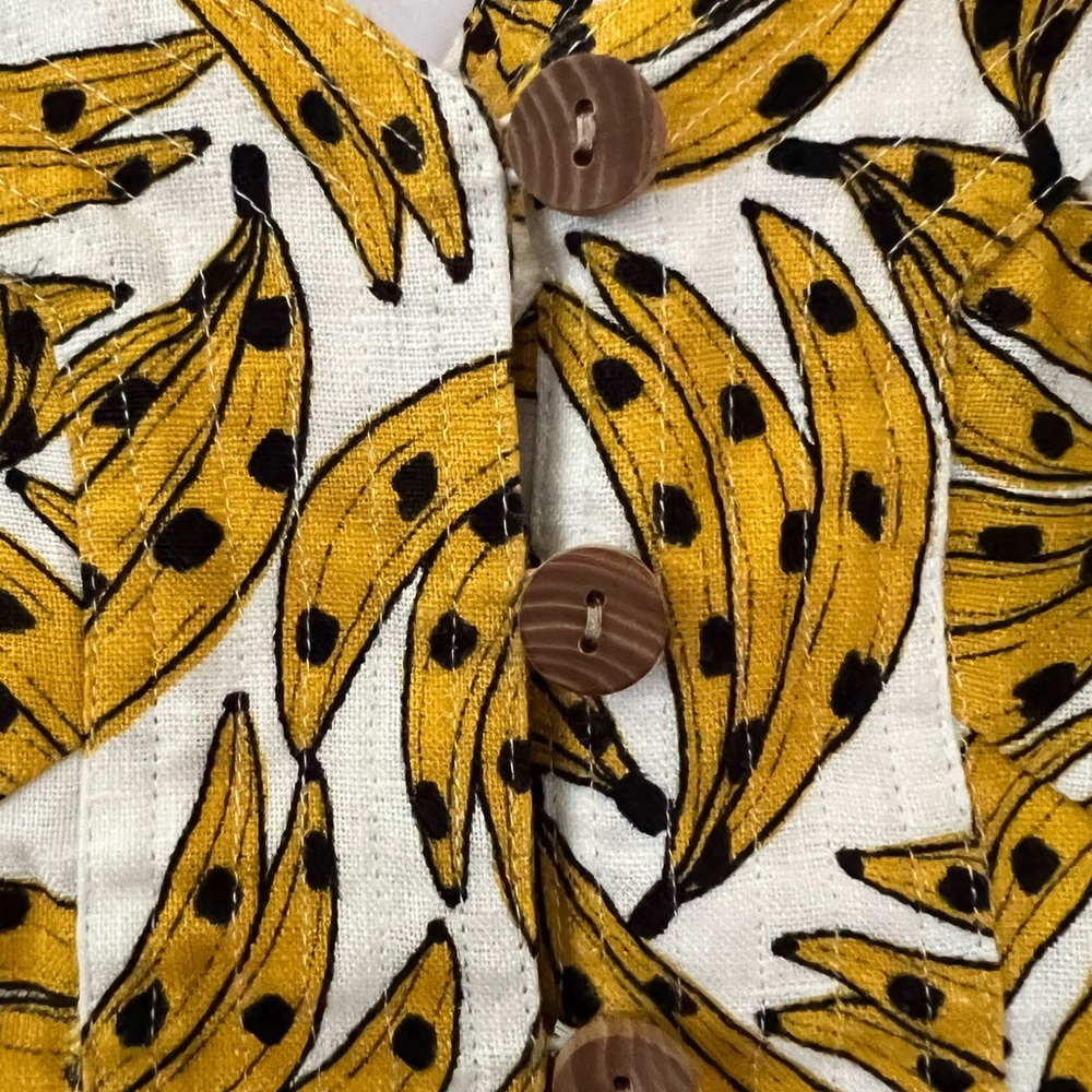 FARM Rio Linen Banana Print Yellow and White Mini Dress - Picture 9 of 15